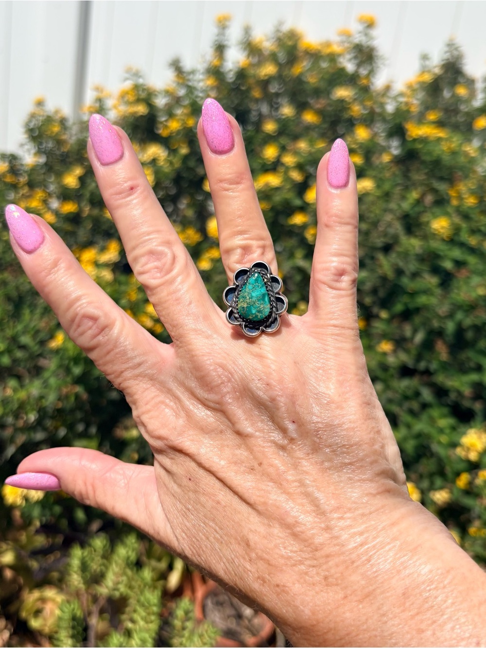 Sterling Green Turquoise Ring - Picture 3 of 4